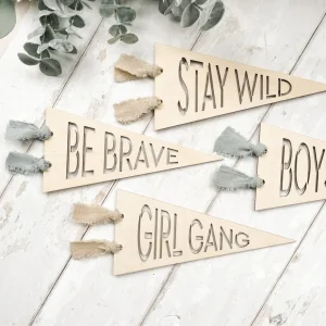 Custom Name Wooden Pennant Flag