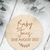 F+B Baby Due Wooden Announcement Plaque