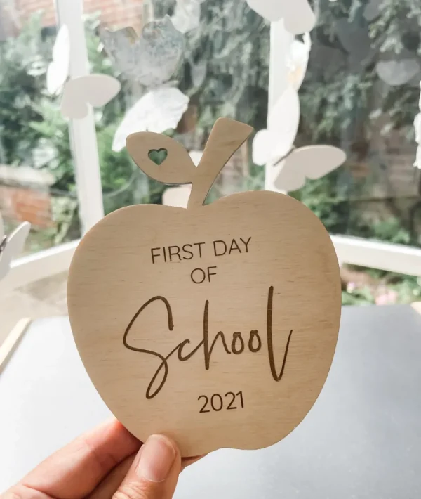 First Day of Nursery/School Plaque | Social Media Flat Lay Prop | Laser Engraved | UK