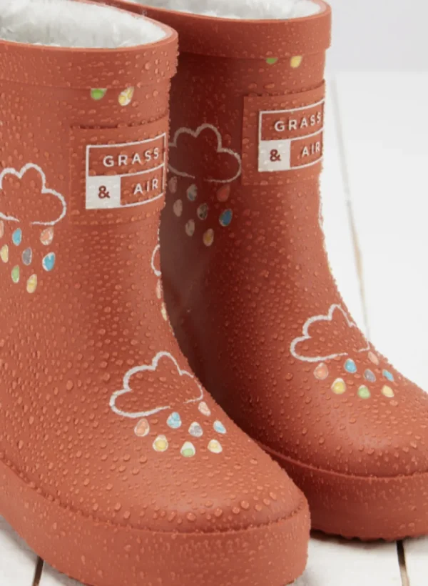 Grass & Air Colour-Changing Winter Wellies - Burnt Orange