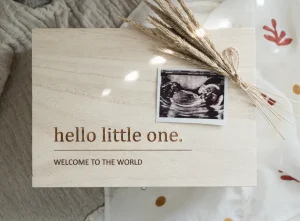Hello World Wooden Baby Box - Small