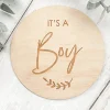 It's a Boy Wooden Disc | Wooden Baby Announcement | Baby Arrival Sign | Social Media Flat Lay Prop | Laser Engraved | UK