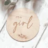 It's a Girl Wooden Disc | Wooden Baby Announcement | Baby Arrival Sign | Social Media Flat Lay Prop | Laser Engraved | UK