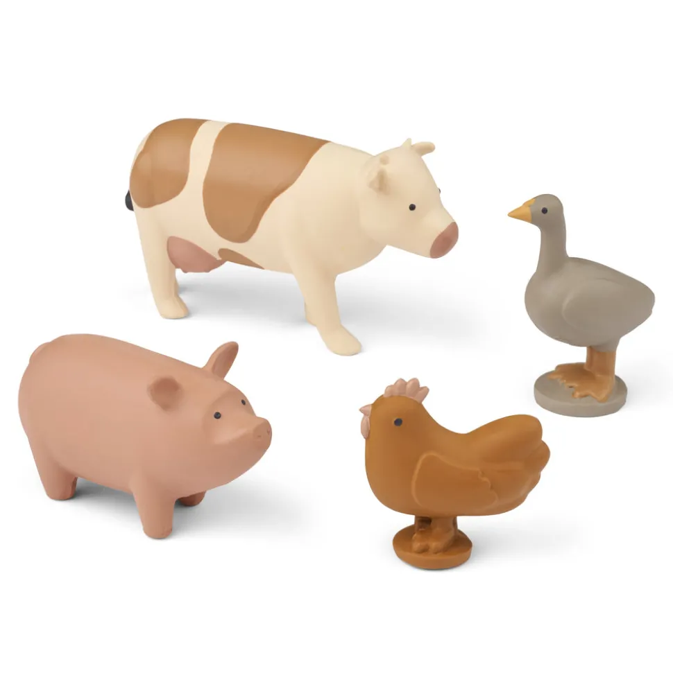 liewood_hallie_farm_anima_0.webp Liewood Hallie Farm Animals 4-pack - Golden Caramel Multi Mix