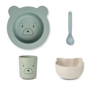 Liewood Joana Baby Feeding Set - Mr Bear / Dusty Mint Mix
