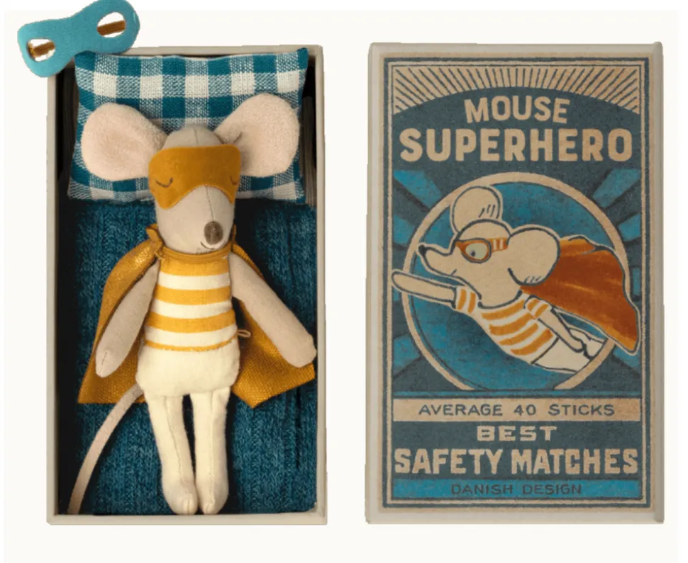 maileg_super_hero_mouse___1.webp Maileg Super Hero Mouse - Little Brother in Matchbox