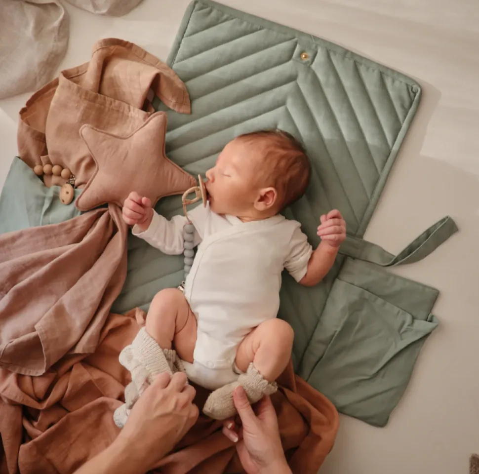 mushie_changing_pad__roma_2.webp Mushie Changing Pad - Roman Green