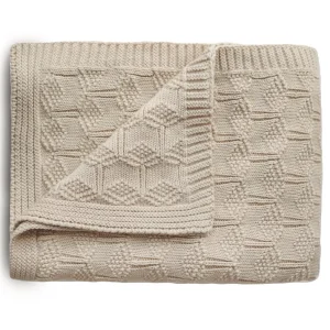 Mushie Knitted Honeycomb Baby Blanket - Beige