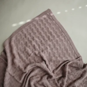 Mushie Knitted Honeycomb Baby Blanket - Desert Rose
