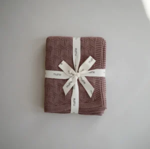 Mushie Knitted Honeycomb Baby Blanket - Desert Rose