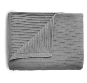 Mushie Knitted Ribbed Baby Blanket - Grey Melange