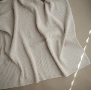 Mushie Knitted Ribbed Baby Blanket - Beige Melange