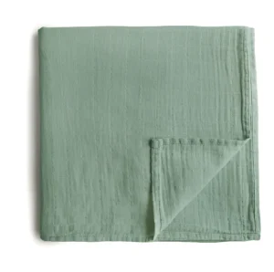 Mushie Muslin Swaddle Blanket - Roman Green