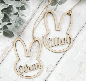 Personalised Easter Bunny Tag | Wooden Name Labels | Easter Gift Tag | Laser Engraved | UK