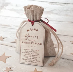 Personalised Magic Reindeer Food (wildlife safe) with Wooden Tag