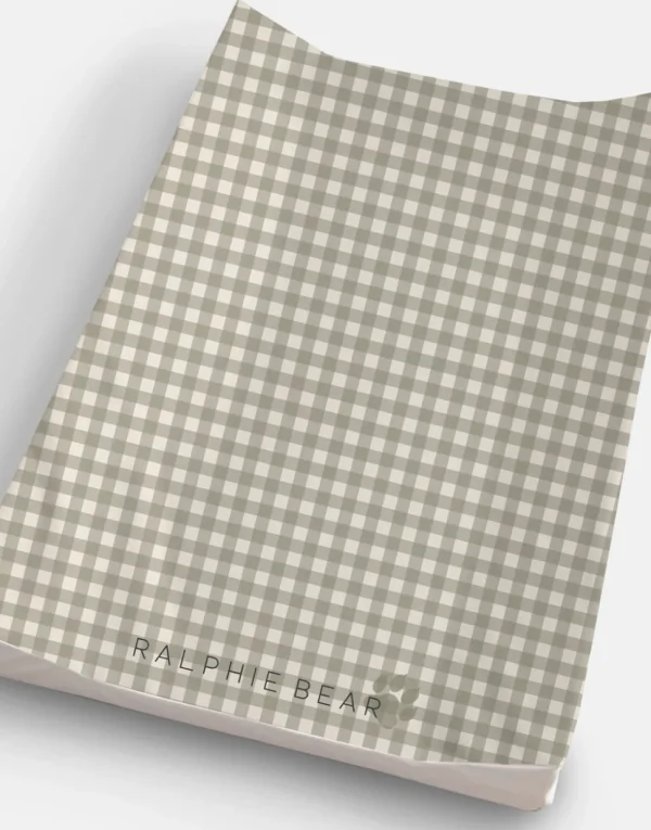 Ralphie Bear Anti-Roll Wedge Baby Changing Mat - Gingham Sage
