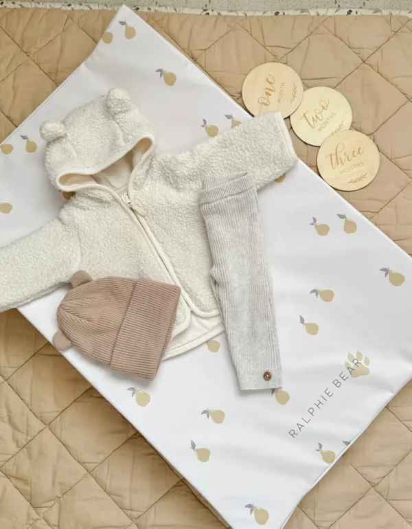 Ralphie Bear Anti-Roll Wedge Baby Changing Mat - Pears