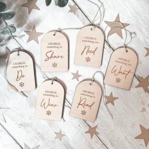 Set of 6 Personalised Wooden 'Something To' Gift Tags