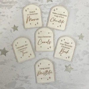 Set of 6 Wooden Advent Calendar Activity Cards - Customisable