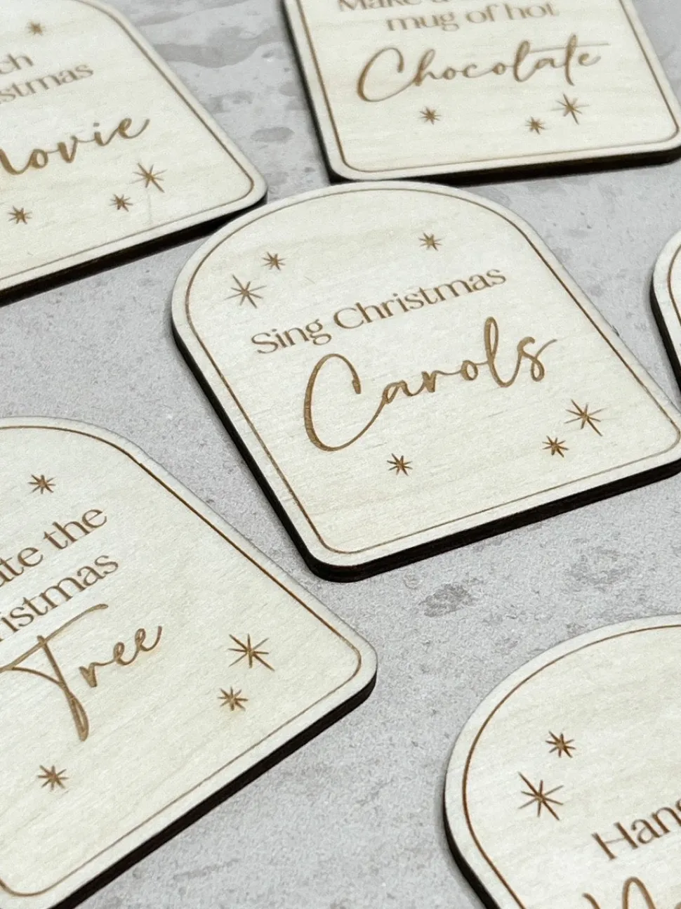 set_of__wooden_advent_cal_1.webp Set of 6 Wooden Advent Calendar Activity Cards - Customisable