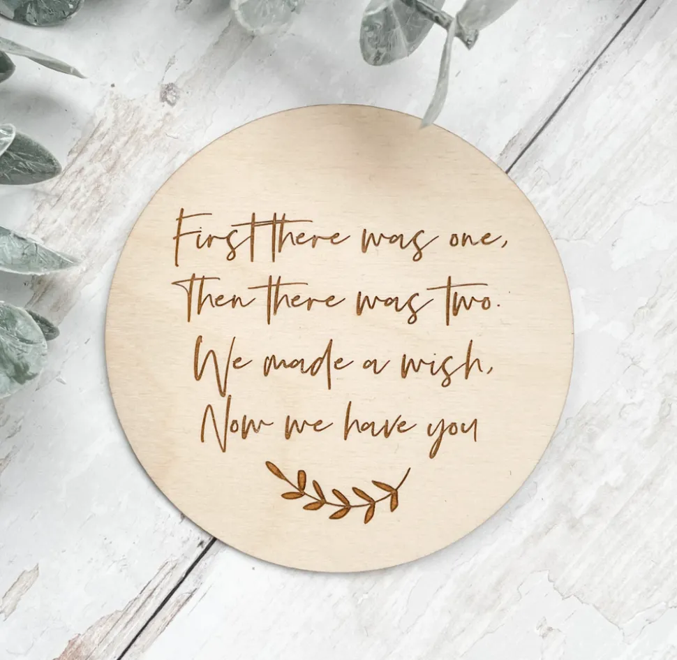 we_made_a_wish_new_baby_p_0.webp We Made A Wish New Baby Plaque | Wooden Baby Reveal | Wood Pregnancy Disc | Social Media Flat Lay Prop | Baby Shower | Laser Engraved UK