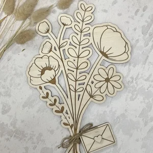 Wooden Flower Bouquet with Personalised Love Letter