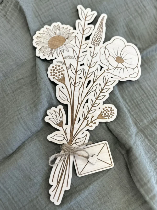 Wooden Flower Bouquet with Personalised Love Letter